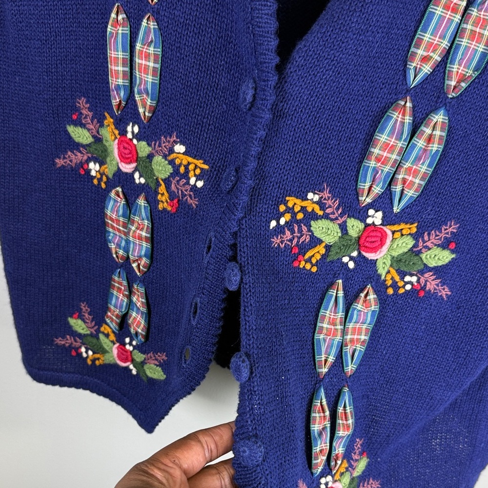 Vintage 90’s Susan Bristol‎ Royal Blue Knit Vest Sz Large - Picture 3 of 8